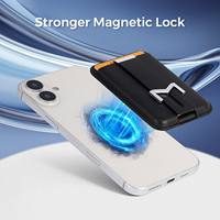 Dompet Kartu Ponsel Magnetik Kulit PU Premium dengan Penyangga Logam, Tempat Kartu Tempel Tipis dengan Penyangga, untuk Penggunaan Sehari-hari & Bisnis