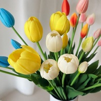 Buket bunga Tulip Premium buatan tangan, bunga pernikahan hadiah romantis tidak pudar melembabkan penataan bunga buatan