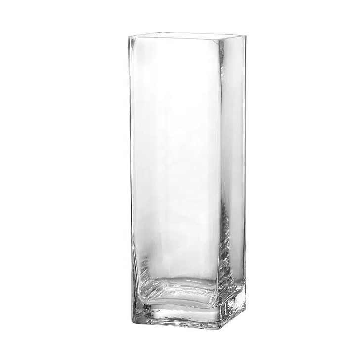 Hand Blown Square Shape Clear Glass Cube Air Plant Terrarium Vase for Home Decoration