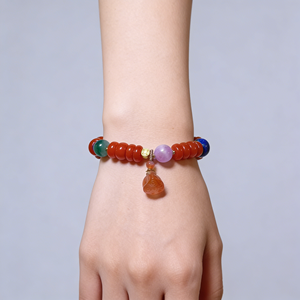 Pulsera de Plata Tibetana Geométrica de Moda, Chapada en Oro, con Cuentas de Cinabrio Rojo Natural y Cristal Amarillo, Regalo Conmemorativo - Product Image 1