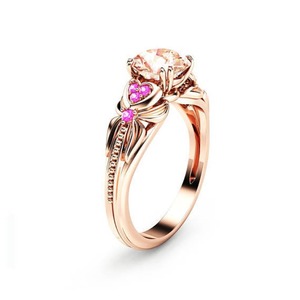 Anello da donna con zirconi gialli e rosa intarsiati, design semplice ed elegante, per tutti i giorni, per feste, gioiello da dito impilabile, regalo - Product Image 1