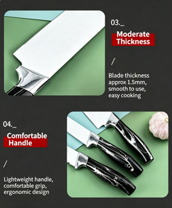 Ensemble de 6 couteaux de cuisine antiadhésifs avec boîte cadeau, lames blanches en acier inoxydable, couteaux de chef, couteaux à pain, couteaux à éplucher et éplucheur - Product Image 2