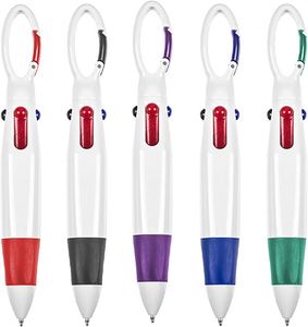 Wholesale 4 Color in 1 Shuttle Pen With Carabiner Clip <b>Creative</b> Promotional Giveaway for Trade Show Business Marketing <b>Gift</b> - Product Image 1