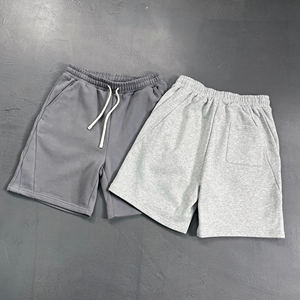 Pantalones cortos para hombre con logotipo personalizado 345 Gsm algodón poliéster francés Terry liso teñido estilo Patchwork pantalones cortos con cordones - Product Image 3