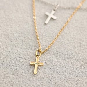 Ispirare gioielli in acciaio inox personalizzato Mini croce collana con l'incisione <span class=keywords><strong>desiderata</strong></span> nome di famiglia collana di conferma design - Product Image 3