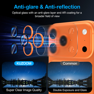 Protector de Lente de Cámara Kuzoom 9H de Vidrio Templado Ultrafino de 0.3mm, Impermeable, 3D, Cobertura Total, con Revestimiento AR+AF para 17 <span class=keywords><strong>Pro</strong></span>/<span class=keywords><strong>Pro</strong></span> - Product Image 3