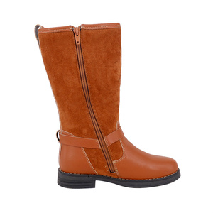 Bottes mi-longues <span class=keywords><strong>marron</strong></span> pour femmes, chaussures plates en cuir PU, cuissardes hautes à la mode pour dames, nouvel arrivage 2022 - Product Image 4
