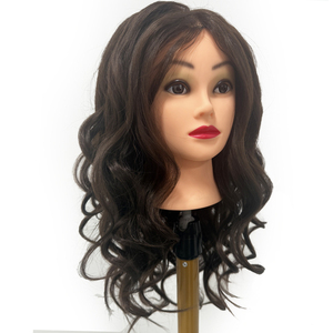 Maniquí de corte de práctica de peluquero de estilo recto de <span class=keywords><strong>pelo</strong></span> Real, muñeca de entrenamiento de peluquería, aplicación de enseñanza, función de <span class=keywords><strong>modelador</strong></span> - Product Image 4
