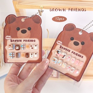 Venta al por Mayor de 12 Uñas Postizas con Diseño de Oso Pardo, Cortas y Cuadradas, para Niñas de 3 a 12 Años - Product Image 4