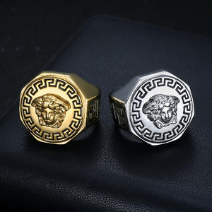 18K vergulde, hoogglans gepolijste Amerikaanse adelaar voor bruiloft/verloving, herenring van roestvrij staal - Product Image 4