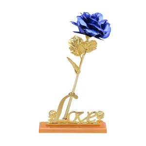 24K altın folyo gül Galaxy renkli yapay çiçek tabanı ile 15 "dize ışık sevgililer günü hediyesi için