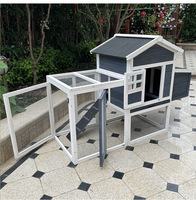 Poulailler en bois double supérieur avec fermeture à bouton Habitat extérieur pour animaux de compagnie avec course de connexion pour l'élevage de poulets dans le jardin