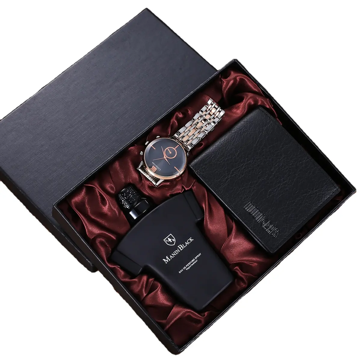 2023 Fashion Perfume Gift Set Corporate Gift Set Wallet + Belt Quartz +Watch +boxes for gift sets Wholesale