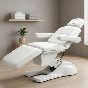 Fauteuil de massage électrique blanc réglable pour salon et spa avec appui-tête, repose-jambes et base incurvée - Product Image 5