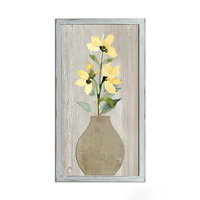 Décoration murale rustique vintage en bois avec vase floral pour salon, chambre et maison