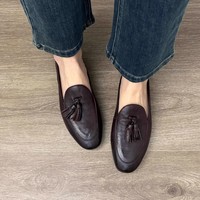 Mocassins plats rétro à pampilles pour femme, style britannique, petites chaussures en cuir pour femme 918