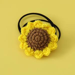 Adorable banda para el cabello de girasol de ganchillo, lazo elástico para el cabello para mujeres, superventas en <span class=keywords><strong>Amazon</strong></span>, banda para el cabello de ganchillo hecha a mano para niñas - Product Image 2