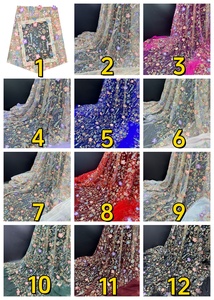 Tessuto in <span class=keywords><strong>Tulle</strong></span> Trasparente <span class=keywords><strong>Ricamato</strong></span> Floreale Multicolore di Alta Qualità, Tessuto a Rete con Ricamo Floreale 3D per Abiti da Sposa e Veli Nuziali - Product Image 4