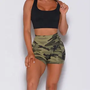 Frauen Sexy Medium Impact Fitness Workout Camo Stretchy Shorts