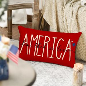 RABUSOFA Patriotic 12x20 Inch Fourth July Throw Pillow Covers Red White Blue Memorial Day Independence Day Outdoor Decoration