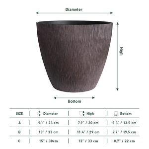 Decoración de sala de estar interior simple y creativa moderna macetas de plástico verticales circulares grandes - Product Image 6