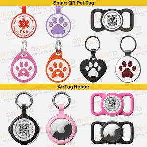 Custom NFC QR Code Round Footprint Metal Dog ID Badge Tag