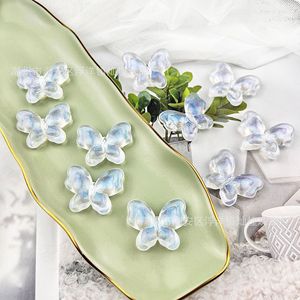 Perle acrylique scintillante en forme de papillon pour épingles à cheveux, porte-clés, accessoires vestimentaires, bijoux DIY faits à la main, transparente avec effet holographique bleu - Product Image 4