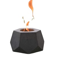 Hellgraue Geometrische Tischplatte Feuerschale Ventilationslose Outdoor-Zement Tragbare Bio-Ethanol Feuerstelle Moderne Runde Tisch-Feuerstelle