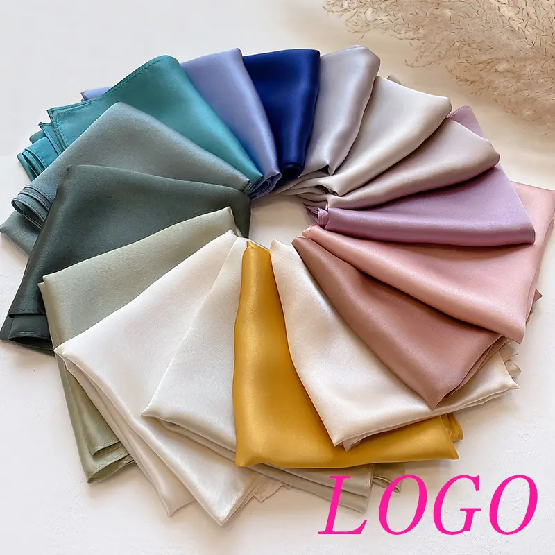 Carré mat personnalisé 50*50 foulards 100% satin cheveux soie foulard bord de tête couleur unie bandana pose femme BB