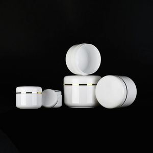 White PP Plastic Cosmetic Jars 10g-250g for Face Cream <b>Eye</b> Cream & Face <b>Mask</b> with Gold Edge - Product Image 4