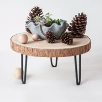 Paulownia — support de présentation en bois naturel avec jambes en métal, présentoir pour bol/bol décoratif rustique en bois, 18 ", vente en gros