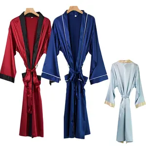 Atacado Bridesmaid Sexy Luxo manga comprida Mulheres Kimono cetim seda Robes personalizado roupão