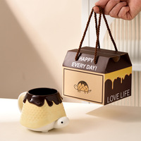 Tasse créative en nid d'abeille avec couvercle Conception de tortue mignonne Cadeau d'anniversaire pratique pour les filles Meilleur ami Cadeau Souvenir Tasse