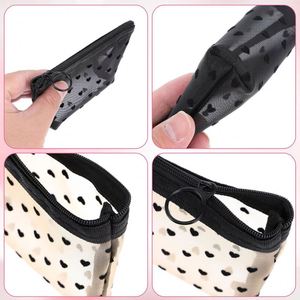 Bolsas de cosméticos de malla con forma de corazón para mujer, mini bolsas de malla con cremallera, bolsas organizadoras portátiles, bolsos de maquillaje, accesorios de viaje - Product Image 2