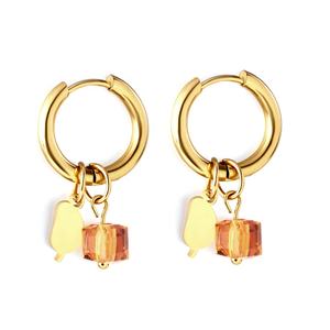 <span class=keywords><strong>Pendientes</strong></span> de acero inoxidable 316L para niños, <span class=keywords><strong>pendientes</strong></span> de <span class=keywords><strong>aro</strong></span> con colgante de corte <span class=keywords><strong>Mango</strong></span> de diamante cuadrado champán personalizados para mujer, joyería DIY - Product Image 1