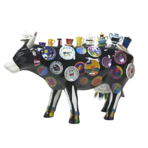 新设计树脂工艺品牛雕像抽象动物雕塑办公室装饰