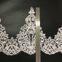 DIY robe de mariée broderie florale ivoire maille dentelle garniture avec paillettes LT2593B