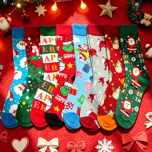 <span class=keywords><strong>Calcetines</strong></span> Navideños de Algodón Jacquard 200N al por Mayor, 8 Estilos, Santa, <span class=keywords><strong>Grinch</strong></span>, Muñeco de Nieve, Árbol, <span class=keywords><strong>Calcetines</strong></span> Navideños Novedosos para Adultos - Product Image 1