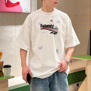 Tùy Chỉnh 250gsm Nặng 100% Hữu Cơ Bông Thư In Giản Dị Phổ T-Shirt Quá Khổ Sang Trọng Vòng Cổ Áo Phông Bán Buôn - Product Image 4