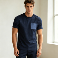 T-shirt pour homme, haute qualité, résistant aux plis, poche contrastante, OEM/ODM disponible, faible MOQ, prêt à expédier en gros