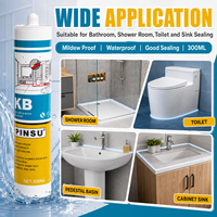 PINSU-KB Scellant d'étanchéité imperméable pour les bords des éviers, des cuvettes et des douches, adhésif silicone résistant à la moisissure, 300 ml