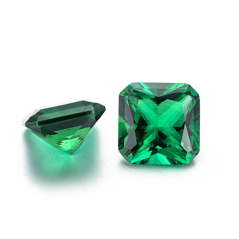 Wholesale Asscher cut Hydrothermal Emerald Zambia emeralds stone Pagoda shape free fire diamond top up
