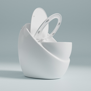 현대 화이트 원피스 세라믹 바닥 장착 듀얼 플러시 사이펀 제트 플러싱 욕실 변기 S-트랩 위생 용품 - Product Image 3