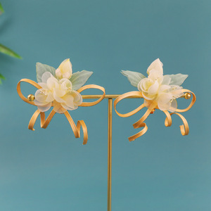 26 New Original Ancient Style Handmade Silk <b>Flower</b> Yellow Hanfu Headdress Anti-Gravity Hair Clip <b>Sweet</b> Makeup Styling - Product Image 3