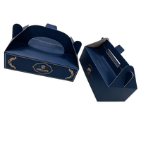 Caja de Cartón de Lujo con Impresión UV a Color y Efecto de Estampado en Dorado para Pasteles, Pan y Repostería, con Asa