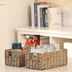 Seagrass Hand-Woven Storage Organizer <strong>Baskets</strong> Bins, <strong>Toilet</strong> <strong>Paper</strong> Small <strong>Wicker</strong> <strong>Baskets</strong> with Handles