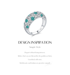 S925 Sterling Silver <b>Cluster</b> Ring With Round Brilliant Cut <b>Crystal</b> Rhinestones Pave Setting Women's Classic Everyday Wear Band - Product Image 3