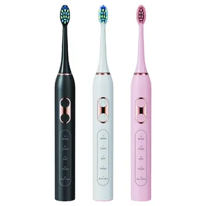 5 Modes 60 Days Long Lasting Recharge Travel Ultrasonic Automatic Electrical Toothbrushes with IPX7 & 8 medium bristle heads
