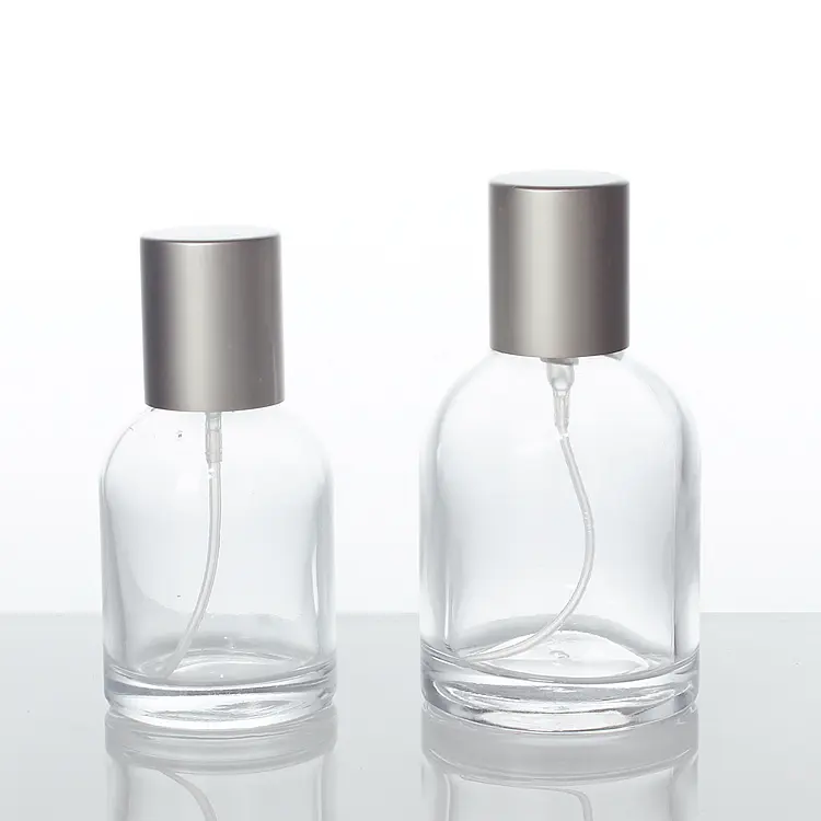 卸売50ml高級クラスキャップ空ラウンドファンシー香水スプレーガラス瓶エレガントな香水瓶