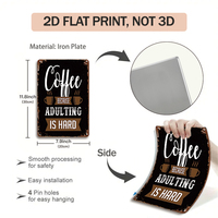 Letrero Metálico Largo con Frase de Café Negro, Decoración Divertida de Pared con Taza de Café y Granos para Cocina, Cafetería o Bar